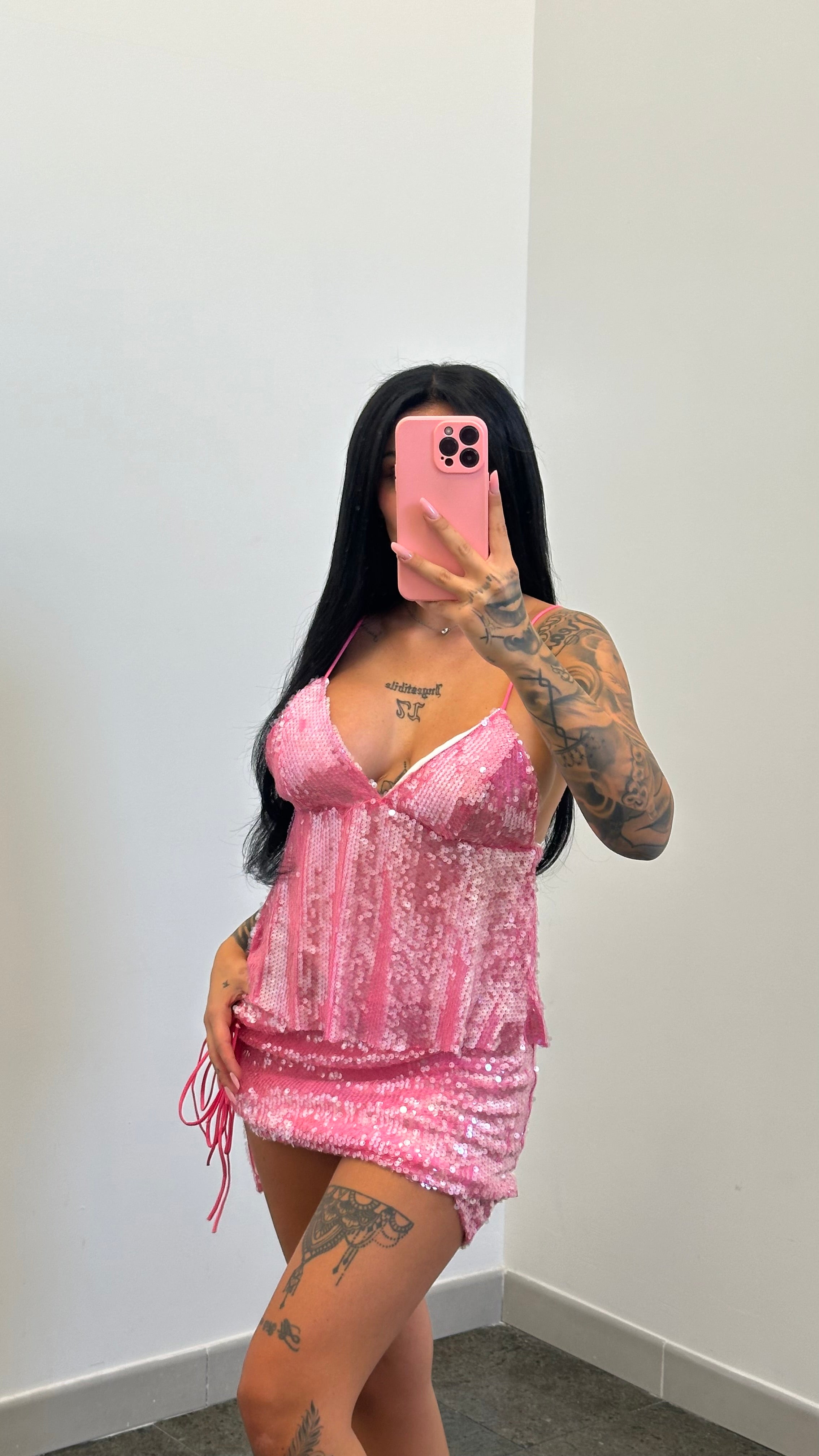 Coordinato Paillettes Pink